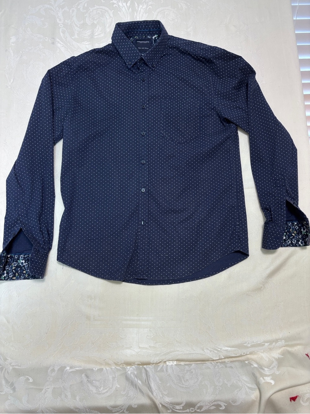 Denim & Flower Navy Microdot Long-Sleeve Dress Shirt